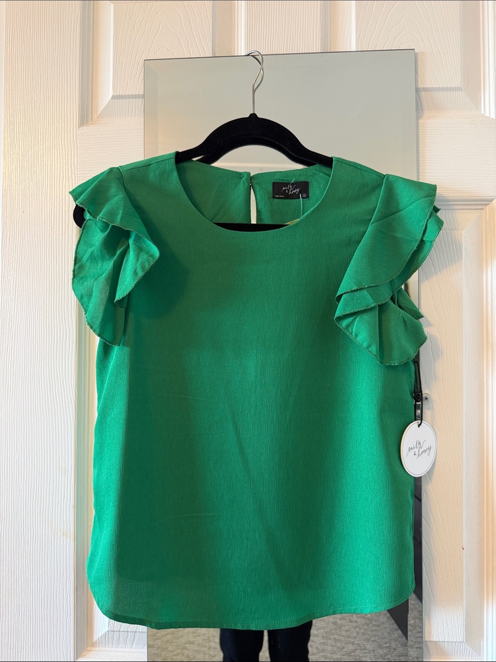 Women's Emerald Ruffle Sleeve Blouse